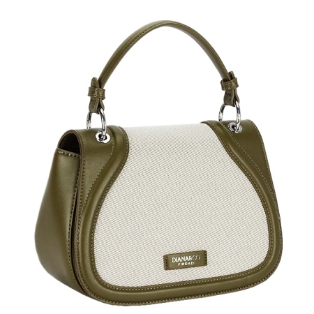 Geanta eleganta verde maslina cu insertie textila bej DHJ943-2 17 [2]