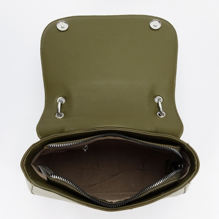 Geanta eleganta verde maslina cu insertie textila bej DHJ943-2 17 [7]