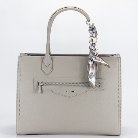 Accesorii - Geanta gri deschis David Jones Paris cu esarfa CM7642-1 11