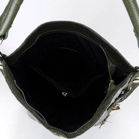 Geanta kaki din piele naturala cu imprimeu reptila 1915 M9 [7]