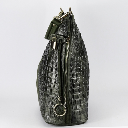 Geanta kaki din piele naturala cu imprimeu reptila 1915 M9 [3]