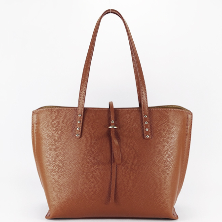 Accesorii - Geanta mare camel din piele naturala 1740 M8