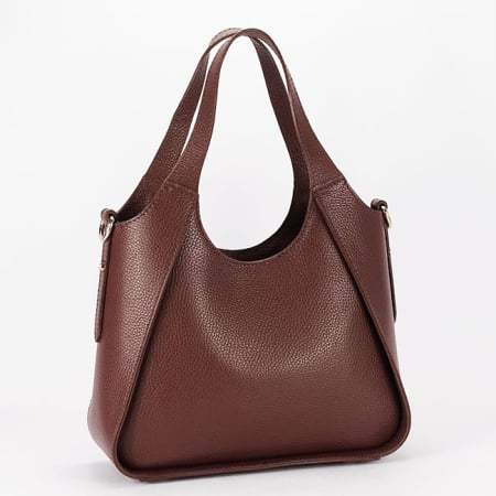 Genti piele - Geanta maro medie din piele naturala 8907 128