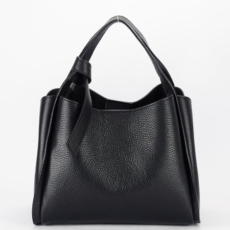 Accesorii - Geanta medie neagra din piele naturala 8905 128