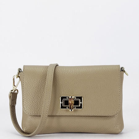 Clutch - Geanta mica bej taupe din piele naturala 2052 06
