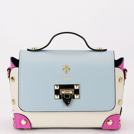 Accesorii - Geanta multicolora din piele naturala 1616 131 Crem