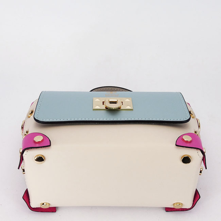 Geanta multicolora din piele naturala 1616 131 Crem [5]