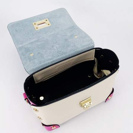 Geanta multicolora din piele naturala 1616 131 Crem [7]