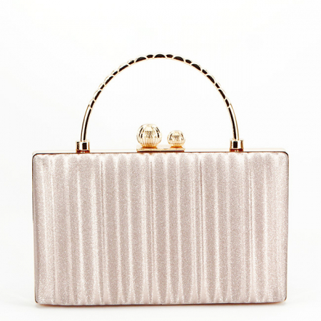 Noutati - Geanta auriu rose, clutch cu maner BME-622 05