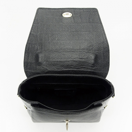 Geanta din piele naturala neagra cu brosa 1505 122 [6]