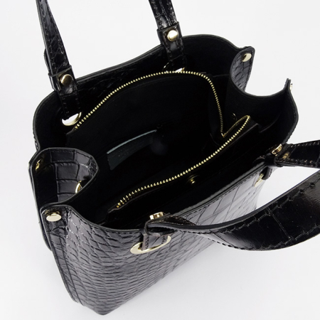 Geanta neagra din piele naturala cu imprimeu de reptila 8916 129 [9]