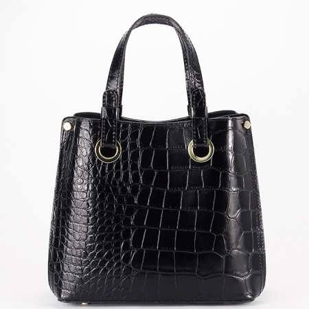 Geanta neagra din piele naturala cu imprimeu de reptila 8916 129 [5]