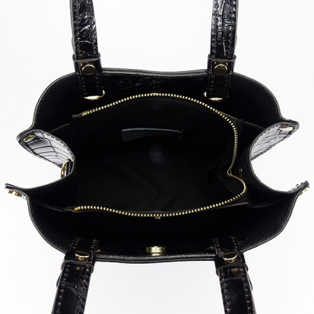 Geanta neagra din piele naturala cu imprimeu de reptila 8916 129 [8]