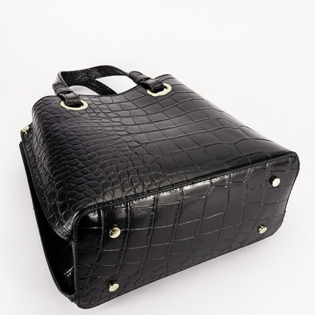 Geanta neagra din piele naturala cu imprimeu de reptila 8916 129 [7]