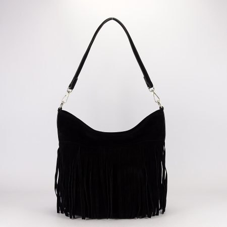 Geanta neagra Flora&CO Paris cu franjuri F7515 14 [2]