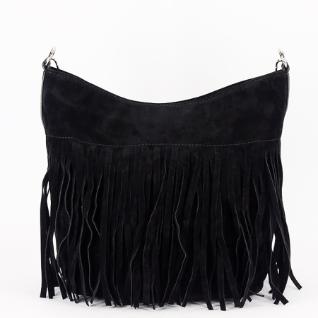 Geanta neagra Flora&CO Paris cu franjuri F7515 14 [5]