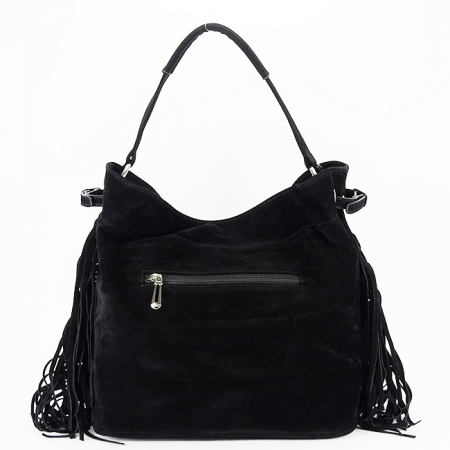 Geanta neagra Flora&CO Paris cu franjuri F7518 M4 [3]