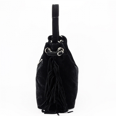 Geanta neagra Flora&CO Paris cu franjuri F7518 M4 [2]