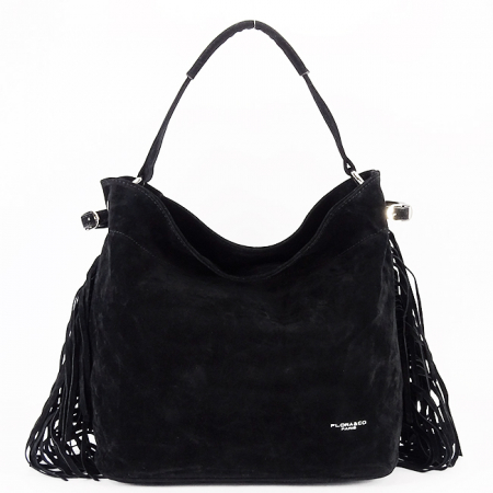 Accesorii - Geanta neagra Flora&CO Paris cu franjuri F7518 M4