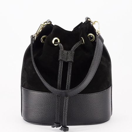 Noutati - Geanta neagra tip sac din piele naturala 1313 M9