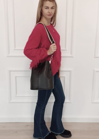 Geanta neagra tip sac din piele naturala 8951A 122 [1]