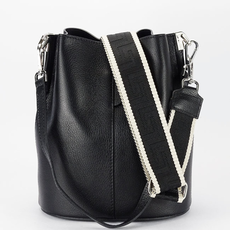 Geanta neagra tip sac din piele naturala 8951A 122 [5]