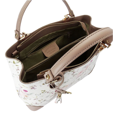 Geanta nude cu imprimeu floral din piele naturala 1330 M9 [8]