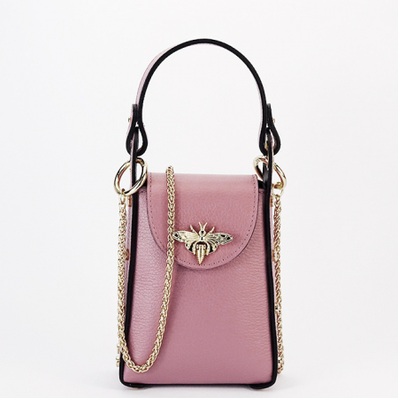 Clutch - Geanta roz plamaniu mica din piele naturala 1021 127