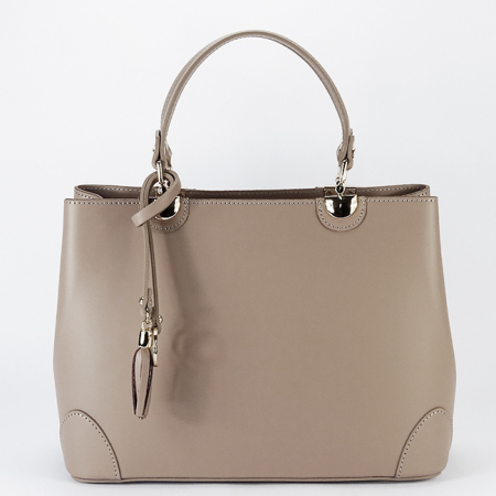 Accesorii - Geanta taupe de talie mare din piele naturala 1330 M9