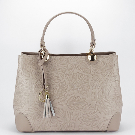 Noutati - Geanta taupe din piele naturala 8952 122