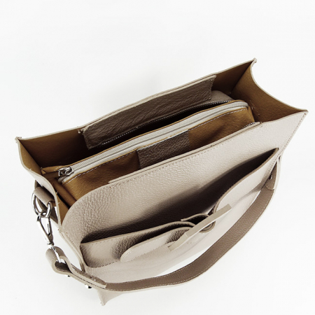 Geanta taupe din piele naturala cu borseta detasabila 8929 124 [6]