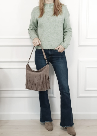 Geanta taupe Flora&CO Paris cu franjuri F7515 14 [1]