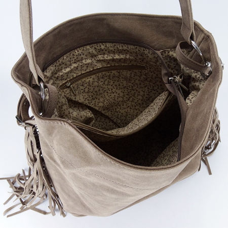 Geanta taupe Flora&CO Paris cu franjuri F7518 M4 [7]