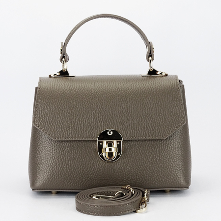 Geanta taupe inchis din piele naturala 1736 131 [5]