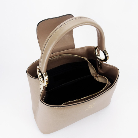 Geanta taupe inchis din piele naturala 8950 119 [8]