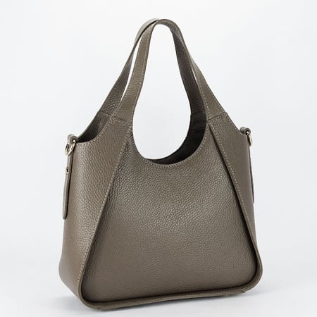 Genti piele - Geanta taupe medie din piele naturala 8907 128