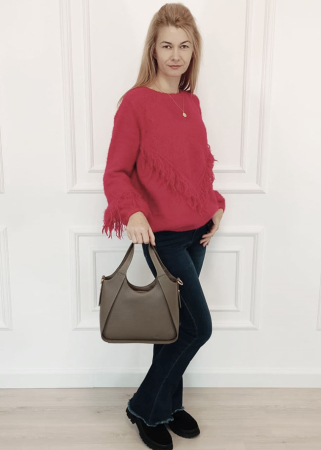 Geanta taupe medie din piele naturala 8907 128 [1]