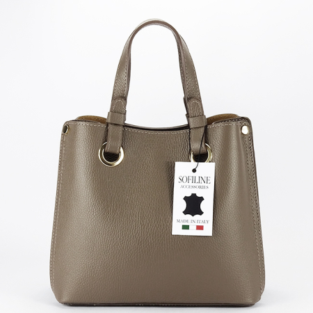 Geanta taupe medie din piele naturala 8916 129 [2]