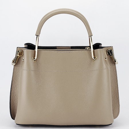 Geanta taupe deschis medie din piele naturala 8939 122 [4]