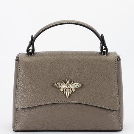 Clutch - Geanta taupe mica din piele naturala 1523 120