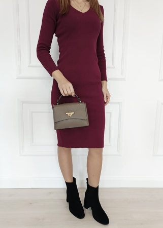 Geanta taupe mica din piele naturala 1523 120 [10]