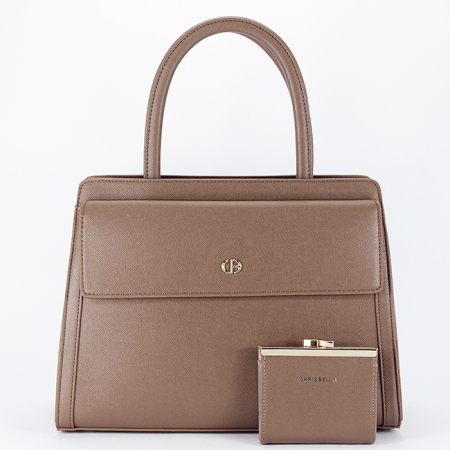 Posete - Geanta taupe Premium cu portofel CB2427-3 17