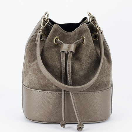 Noutati - Geanta taupe tip sac din piele naturala 1313 M9