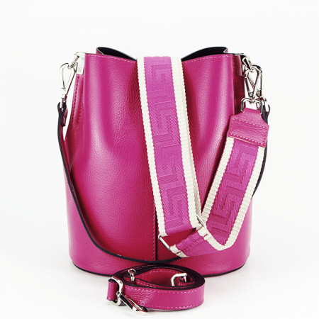 Geanta tip sac din piele naturala 8951 119 Fucsia [4]