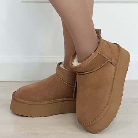 Cizme - Ghete camel din piele naturala 6391 113