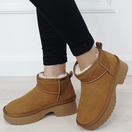 Cizme si botine - Ghete camel din piele naturala W5878 114