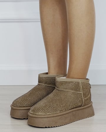 Ghete - Ghete dama kaki cu pietricele PU-15 M4