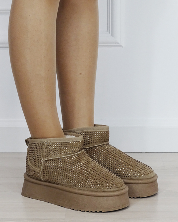 Ghete dama kaki cu pietricele PU-15 M4 [5]