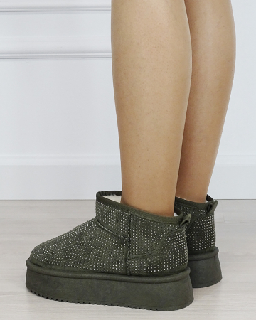 Ghete dama verde oliv cu pietricele argintii PU-15 M4 [2]