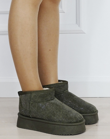 Ghete dama verde oliv cu pietricele argintii PU-15 M4 [5]